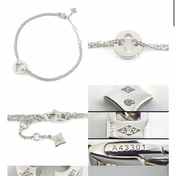 LOUIS VUITTON EMPREINTE DOUBLE CHAIN BRACELET - Solid 18K White Gold - Picture 5 of 8